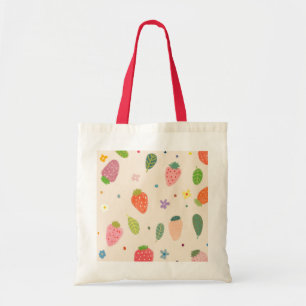 Colourful Strawberry Pattern Cute Cottagecore Tote Bag
