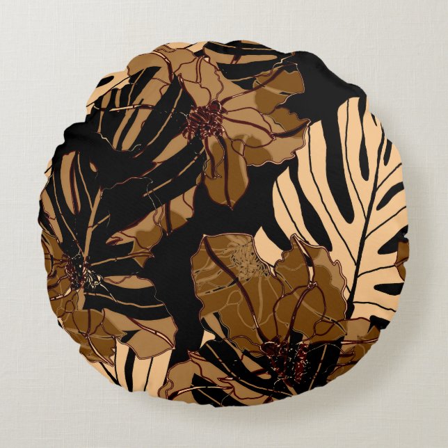 Colourful Strawberry: Watercolor Pink Peas Round Cushion (Front)