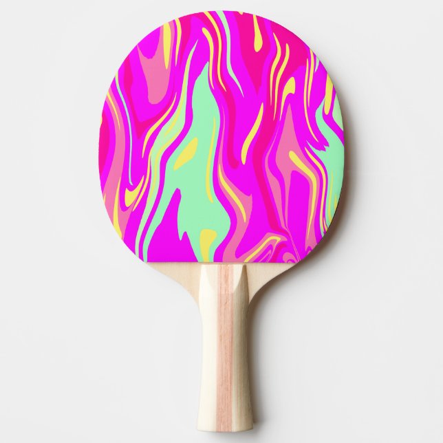 Colourful Streaks of Pink Magenta Yellow Mint Gree Ping Pong Paddle (Front)