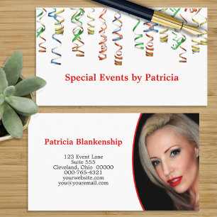 Colourful Streamers Top Border Professional Photo Business Card