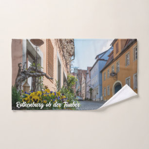 Colourful street in Rothenburg ob der Tauber Hand Towel