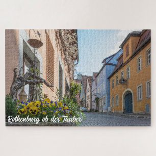 Colourful street in Rothenburg ob der Tauber Jigsaw Puzzle