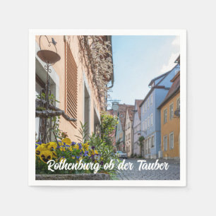 Colourful street in Rothenburg ob der Tauber Napkin