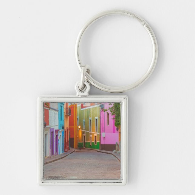 Colourful street scene key ring (Front)