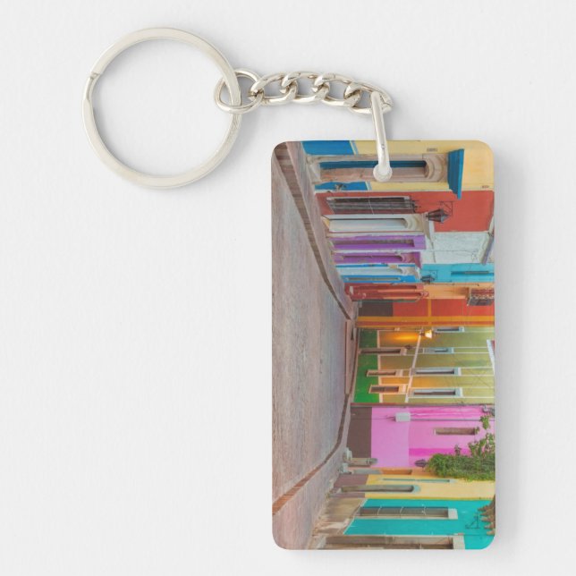 Colourful street scene key ring (Front)
