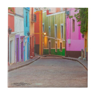 Colourful street scene tile