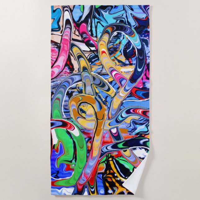 Colourful street style graffiti  beach towel (Front)