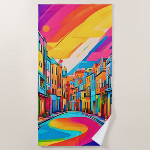 Colourful Street Vibes Beach Towel
