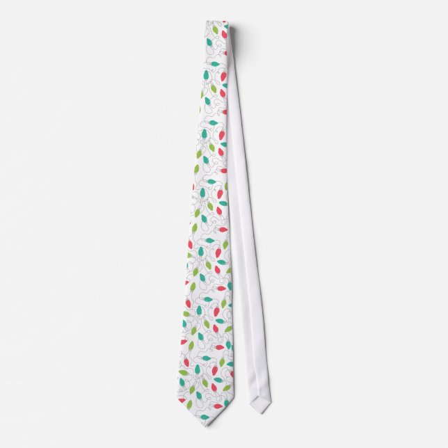 Colourful String Lights Christmas Neck Tie (Front)