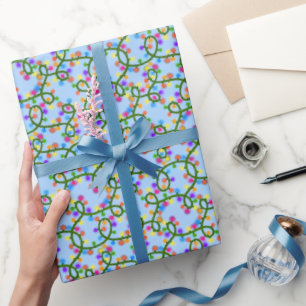  Colourful String Lights Cute Fun Blue Pattern Bab Wrapping Paper