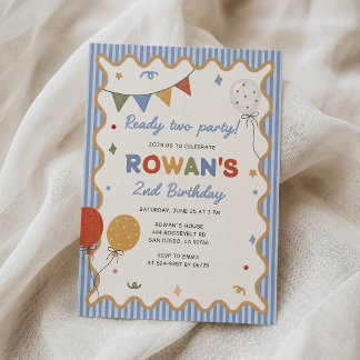 Colourful Stripe 2nd Fun Birthday Invitation