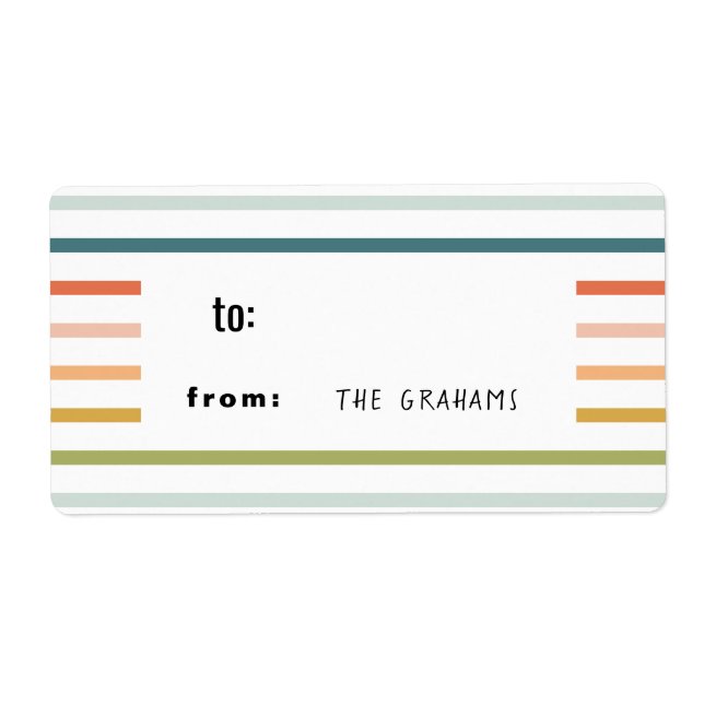 Colourful Stripe Gift Tag Sticker (Front)