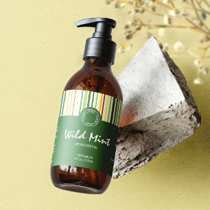 Colourful Stripe Line & Green Cosmetic Bottle Labe Rectangular Sticker