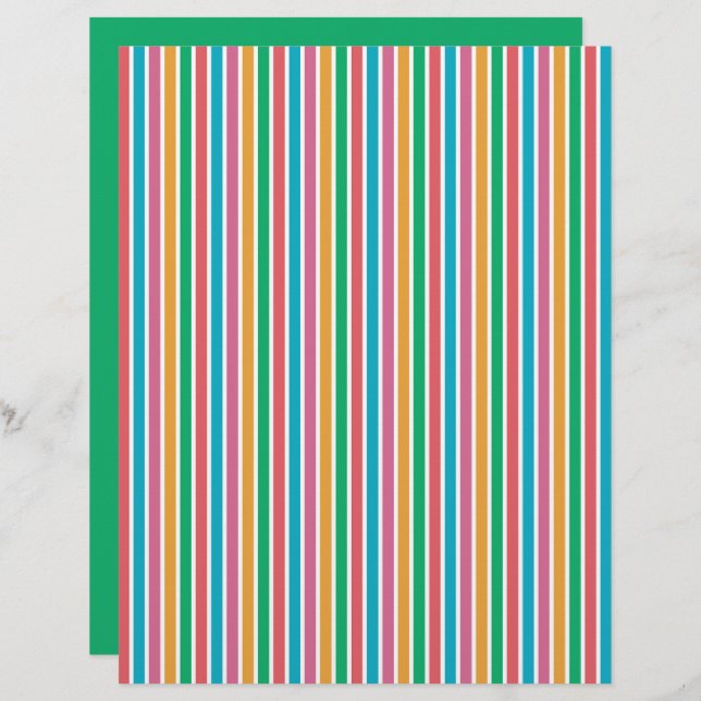 Colourful Stripe Pattern Scrapbook Paper (Front/Back)