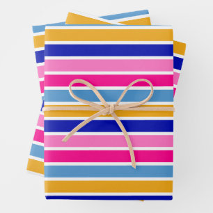 Colourful Stripe Pattern Vivid Party  Wrapping Paper Sheet