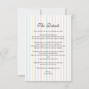 Colourful Stripe Wedding Details Photo Enclosure C RSVP Card