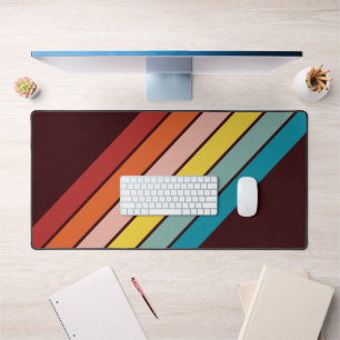Colourful Striped 70s 80s Retro Racing Stripes Desk Mat