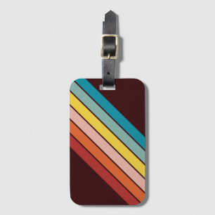 Colourful Striped 70s 80s Retro Racing Stripes Luggage Tag