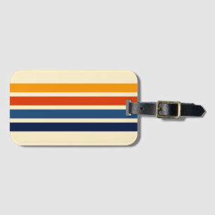 Colourful Striped 70s 80s Retro Racing Stripes Luggage Tag