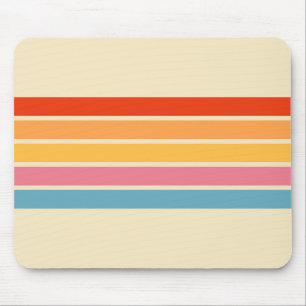 Colourful Striped 70s 80s Retro Racing Stripes Mouse Pad