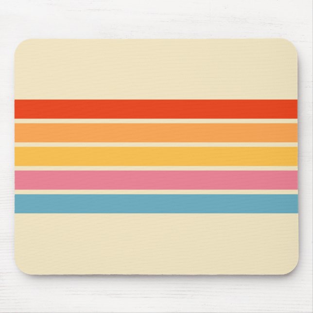 Colourful Striped 70s 80s Retro Racing Stripes Mouse Pad (Front)