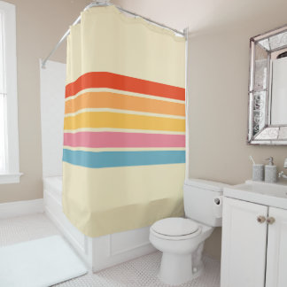 Colourful Striped 70s 80s Retro Racing Stripes Shower Curtain