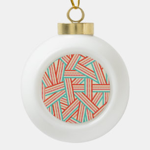 Colourful Striped Abstract Pattern Ceramic Ball Christmas Ornament
