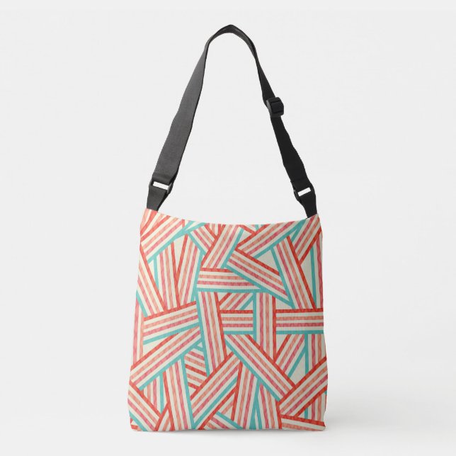 Colourful Striped Abstract Pattern Crossbody Bag (Front)