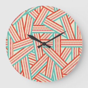 Colourful Striped Abstract Pattern Large Clock