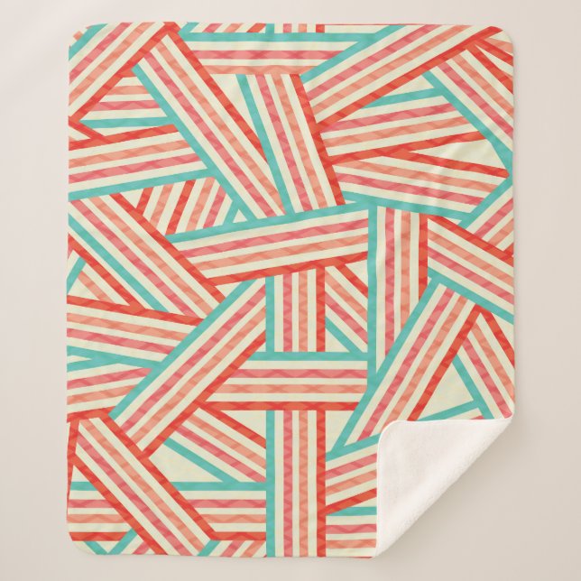 Colourful Striped Abstract Pattern Sherpa Blanket (Front)