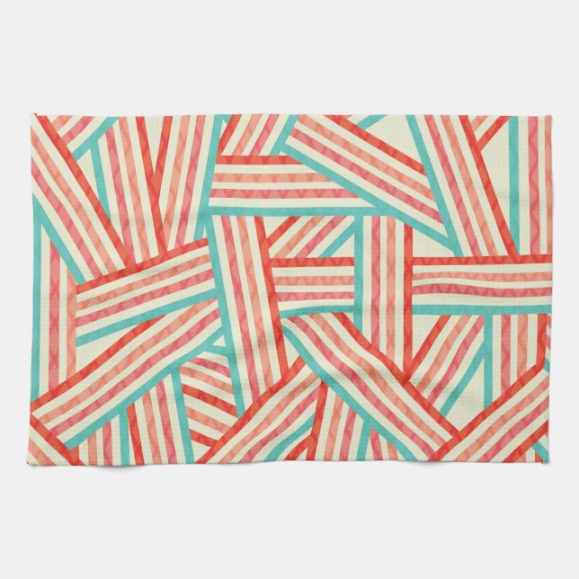 Colourful Striped Abstract Pattern Tea Towel (Horizontal)