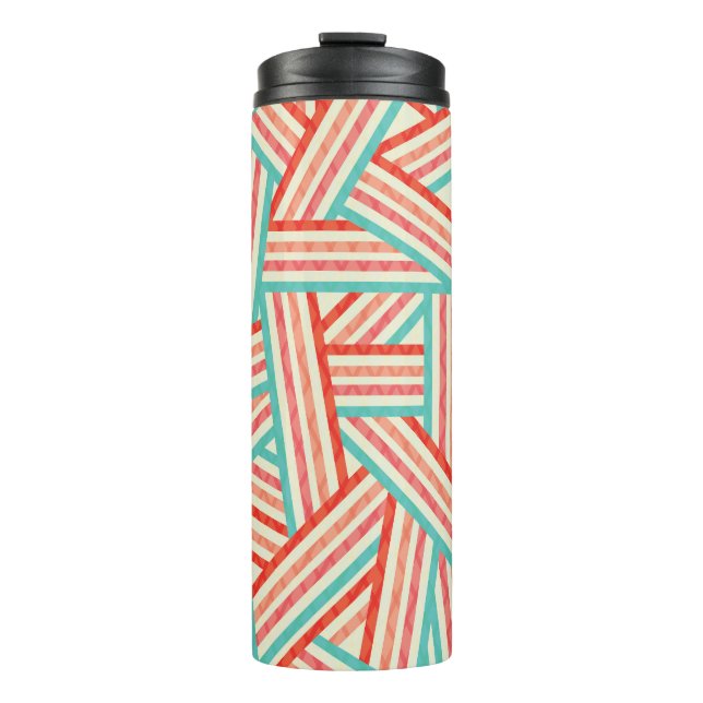 Colourful Striped Abstract Pattern Thermal Tumbler (Front)