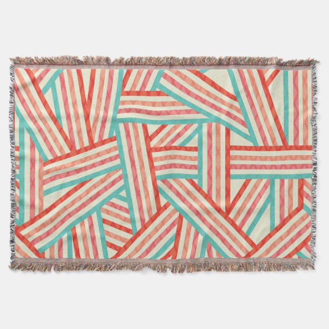 Colourful Striped Abstract Pattern Throw Blanket (Front)