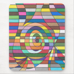 Colourful Striped Abstract with Spiral Centre Mouse Pad