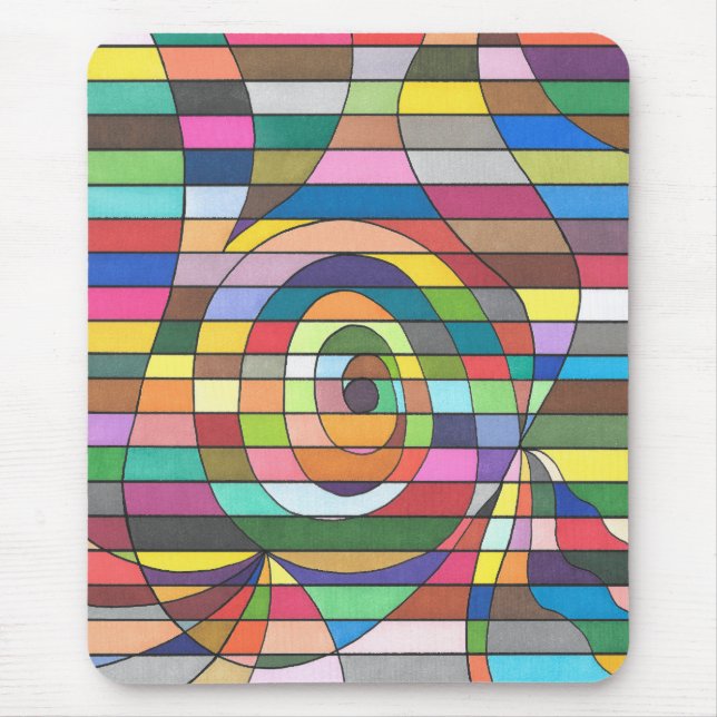 Colourful Striped Abstract with Spiral Centre Mouse Pad (Front)