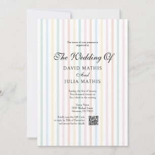 Colourful Striped Country Club Style Sage Wedding Invitation