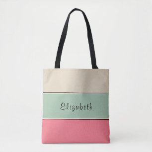 Colourful Striped Custom Name Tote Bag