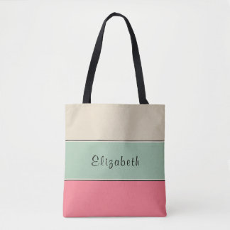 Colourful Striped Custom Name Tote Bag