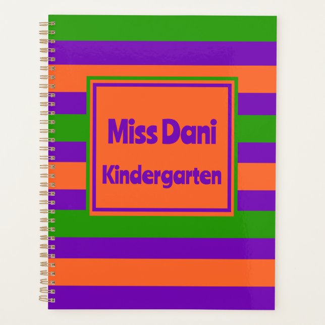 Colourful Striped Cute School Teacher/Student  Planner (Front)