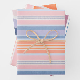 Colourful Striped Fabric Art Wrapping Paper Sheets