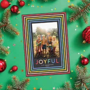 Colourful Striped Frame Holiday Photo Card