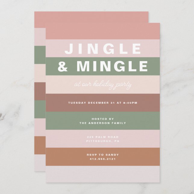 Colourful Striped Holiday Party Invitation (Front/Back)