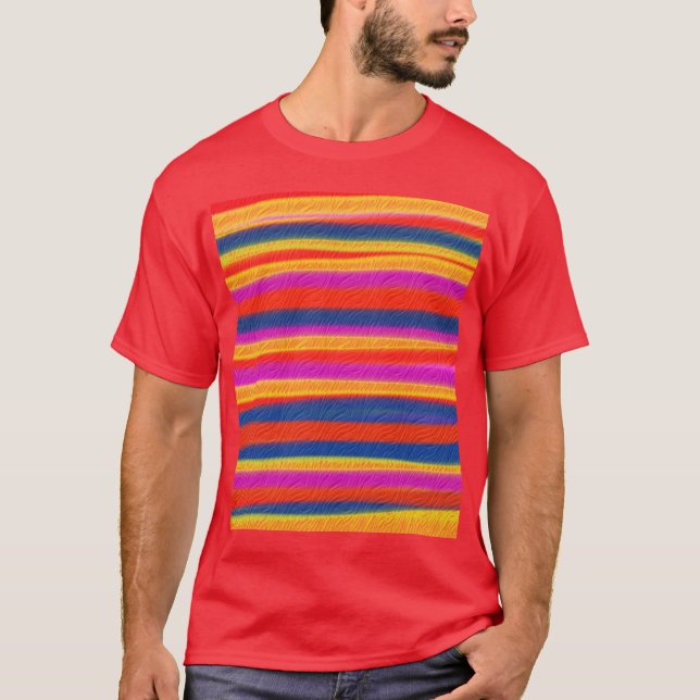 Colourful Striped Painting Acrylic Abstract Art T-Shirt (Front)