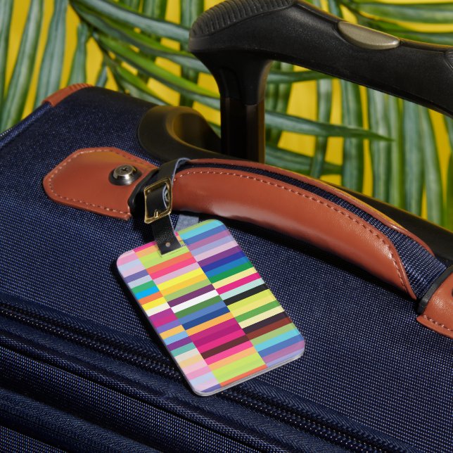 Colourful Striped Pattern Luggage Tag (Front Insitu 1)