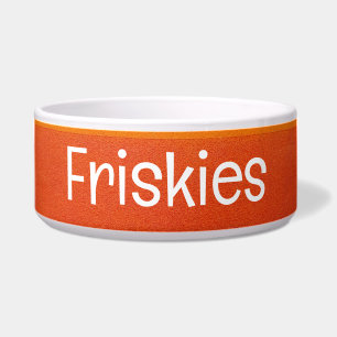 Colourful Striped Pet Bowl with FRISKIES Text