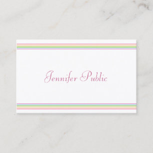 Colourful Striped Template Modern Hand Script Business Card