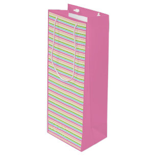 Colourful Striped Template Pink Blue Green Yellow Wine Gift Bag