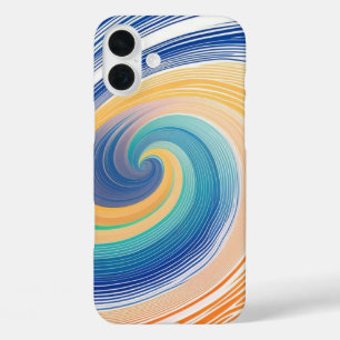 Colourful Striped Waves iPhone 16 Plus Case