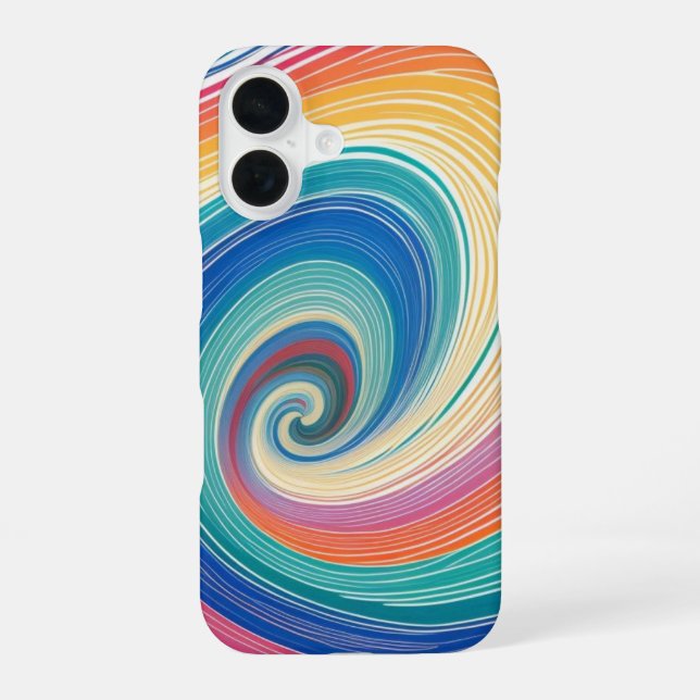 Colourful Striped Waves iPhone 16 Case (Back)