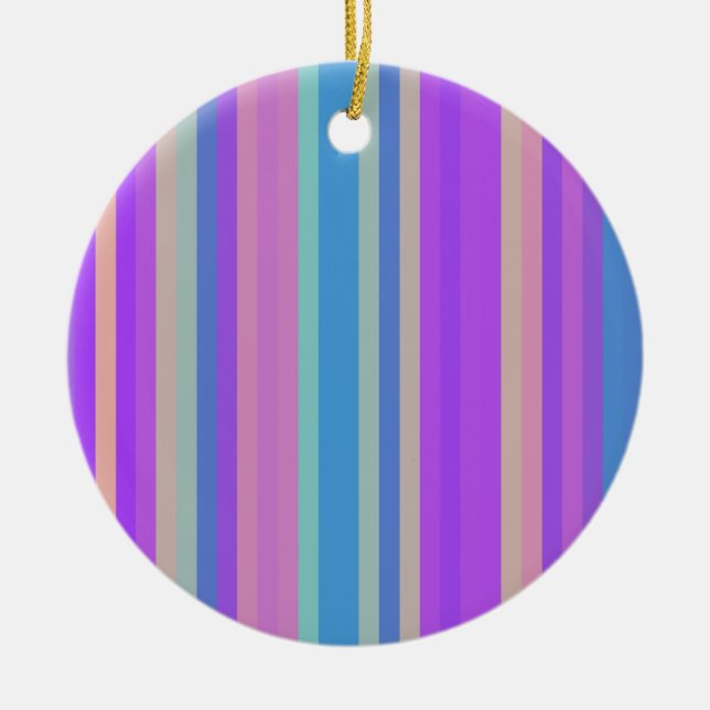 Colourful Stripes 01 Ceramic Tree Decoration (Front)
